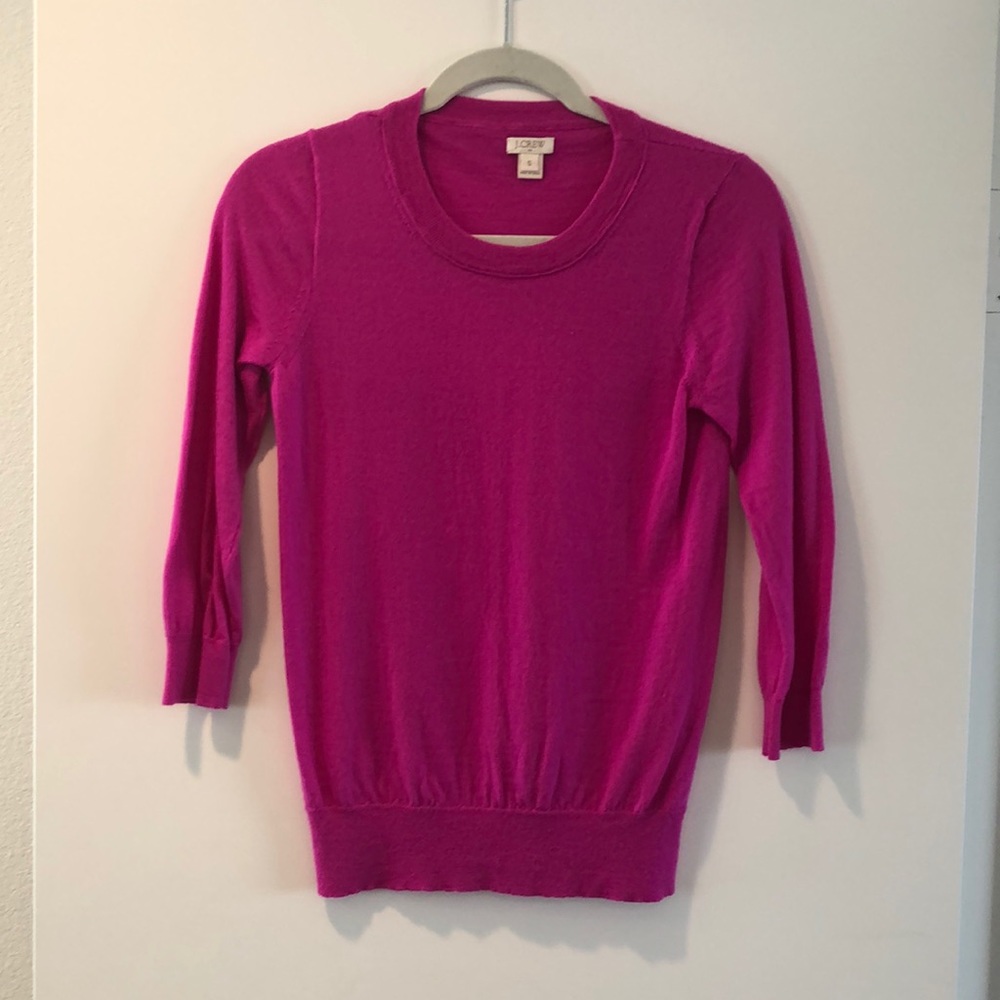 Vintage J. Crew Hot Pink Wool Sweater, size small